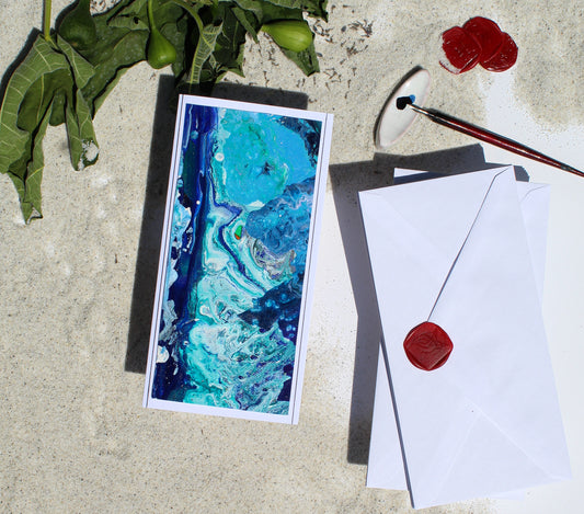 Handpainted fluid Painted Greeting Card. Summer Feeling Card