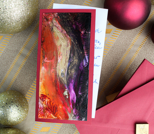 Original Encaustic Christmas Card. Gold Detail